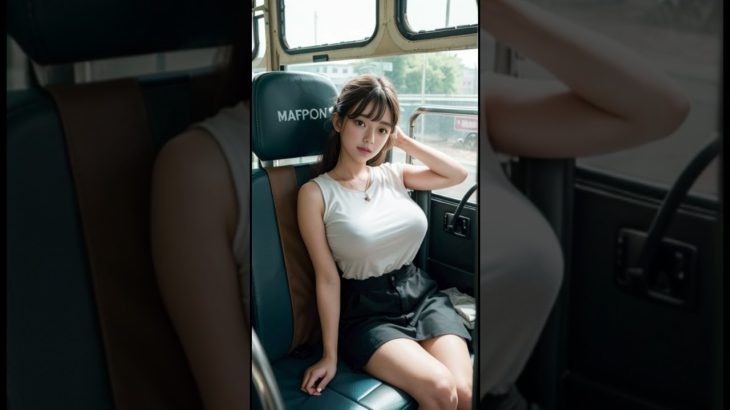 【AIグラビア】AI ART LOOKBOOK – abandoned bus【AI写真集】