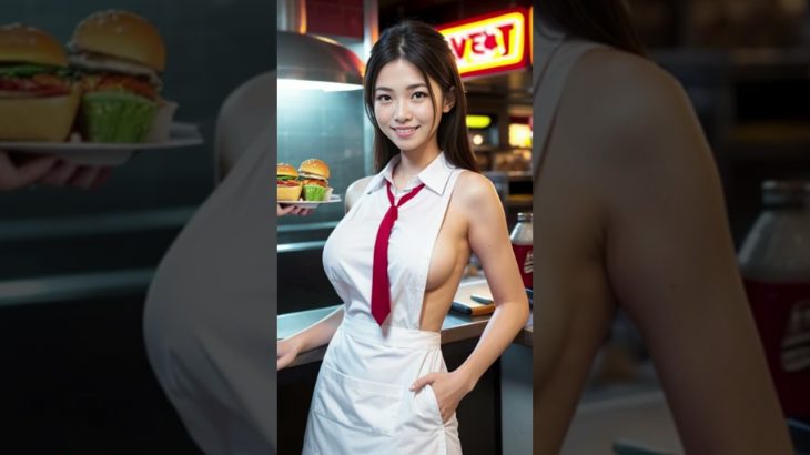 【AIグラビア】AI ART LOOKBOOK – hamburger shop 【AI写真集】